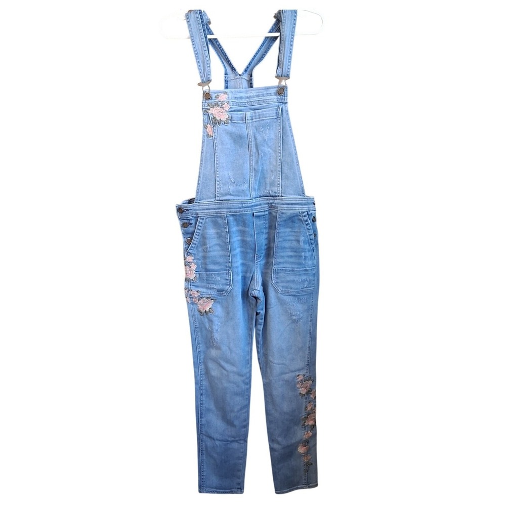 Driftwood Olivia Denim Overalls Embroidered Large Anthro Cottagecore Beach EUC